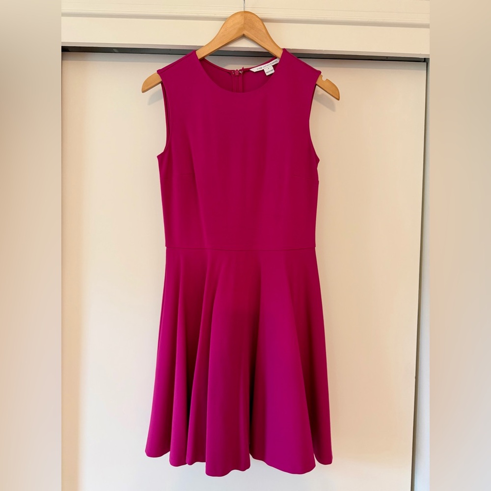 Diane Von Furstenberg Sleeveless Fuchsia Fit & Flare Dress - Size 4